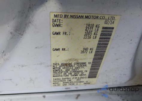 2014 Nissan Altima 2.5 S from USA, damaged, VIN 1N4AL3AP9EC291005